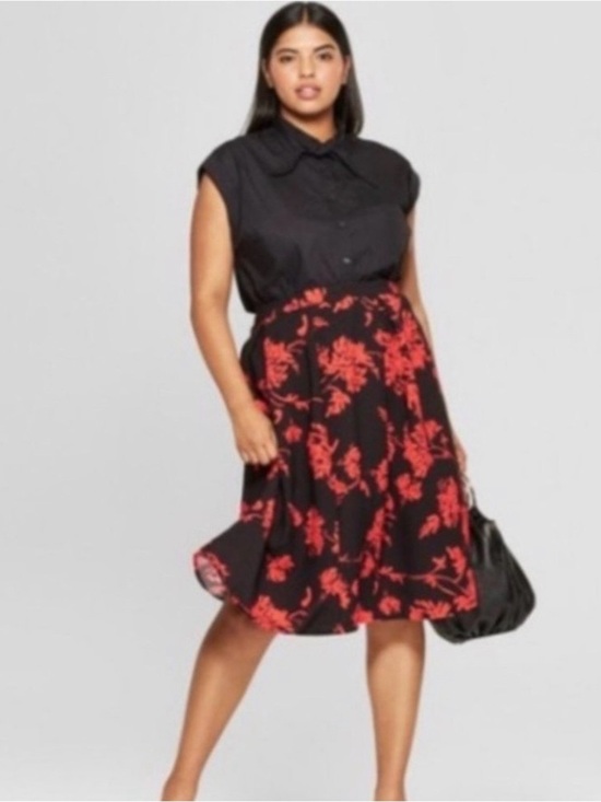 Who What Wear Dresses & Skirts - Who What Wear Plus Size Floral Print Birdcage Midi Skirt Size 24W NWT